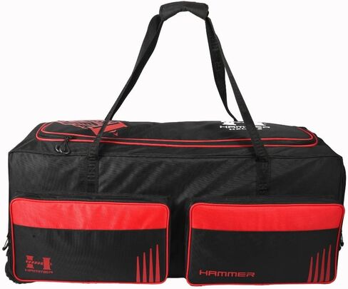 Hammer Black Edition Trolley Wheelie Cricket Kit Bag | 206L Extra-Large Capacity | Dual Bat Compartments | Luggage-Grade Wheels | Adult Cricket Gear Bag in Kuwait