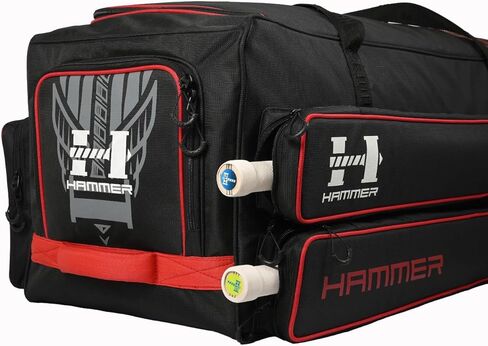 Hammer Black Edition Trolley Wheelie Cricket Kit Bag | 206L Extra-Large Capacity | Dual Bat Compartments | Luggage-Grade Wheels | Adult Cricket Gear Bag in Kuwait