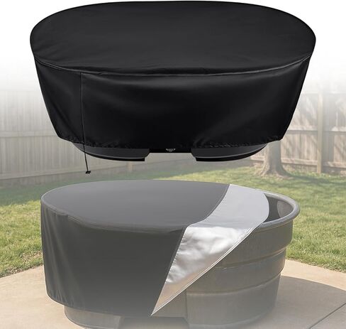 غطاء خزان بيضاوي سعة 50 جالونًا للحمام الجليدي والغطس البارد وحوض المياه وبركة التغذية - واقي معزول لحوض المياه شديد التحمل مقاوم للطقس 420D (52 بوصة طول × 31 بوصة عرض × 12 بوصة ارتفاع) in Kuwait