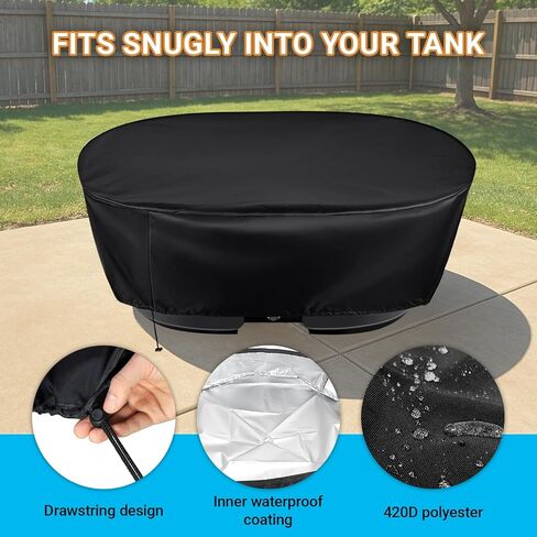 غطاء خزان بيضاوي سعة 50 جالونًا للحمام الجليدي والغطس البارد وحوض المياه وبركة التغذية - واقي معزول لحوض المياه شديد التحمل مقاوم للطقس 420D (52 بوصة طول × 31 بوصة عرض × 12 بوصة ارتفاع) in Kuwait