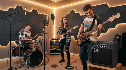 20W Electric Bass Amplifier – Portable Practice Amp with Volume, Treble, Middle & Bass Control, Perfect for Beginner Home Jamming in Saudi Arabia