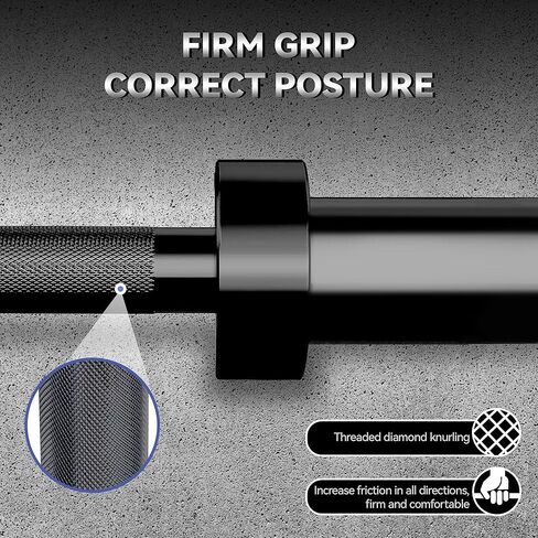 7ft International Standard Weightlifting Bar, 1500LB Capacity Alloy Steel Barbell with Bearing Sleeves & 2 Clips, 50mm Sleeve for Powerlifting, Deadlift, Squat, Home Gym (Black) in Saudi Arabia