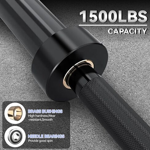 7ft International Standard Weightlifting Bar, 1500LB Capacity Alloy Steel Barbell with Bearing Sleeves & 2 Clips, 50mm Sleeve for Powerlifting, Deadlift, Squat, Home Gym (Black) in Saudi Arabia