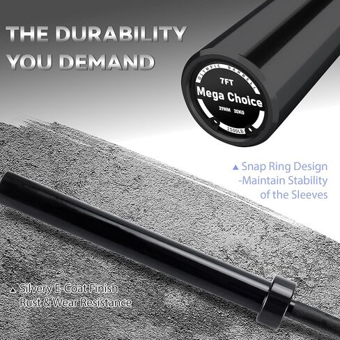 7ft International Standard Weightlifting Bar, 1500LB Capacity Alloy Steel Barbell with Bearing Sleeves & 2 Clips, 50mm Sleeve for Powerlifting, Deadlift, Squat, Home Gym (Black) in Saudi Arabia