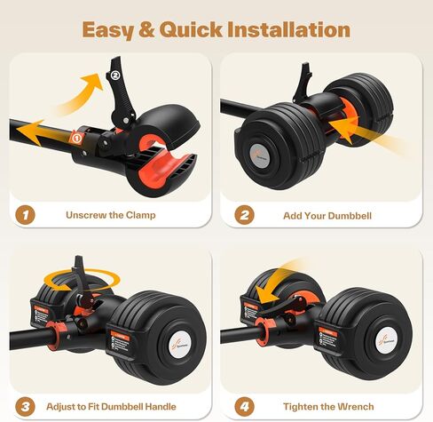 شريط تحويل الدمبل إلى الأثقال من سبورتنير - شديد التحمل، قابل للتعديل، إعداد بدون أدوات، سعة تصل إلى 200 رطل، شريط تحويل الأثقال للقرفصاء، ضغط البدلاء، الرفع المميت، صالة الألعاب الرياضية المنزلية in Kuwait