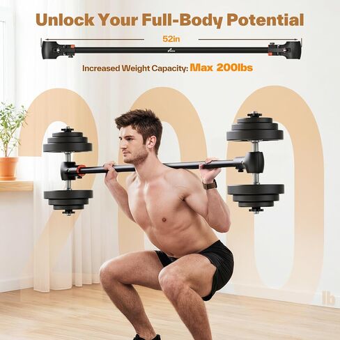 شريط تحويل الدمبل إلى الأثقال من سبورتنير - شديد التحمل، قابل للتعديل، إعداد بدون أدوات، سعة تصل إلى 200 رطل، شريط تحويل الأثقال للقرفصاء، ضغط البدلاء، الرفع المميت، صالة الألعاب الرياضية المنزلية in Kuwait