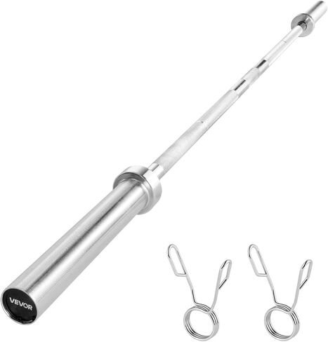 VEVOR 4FT/6FT Barbell Bar, Fits 2-Inch Weight Plates, Chrome Plated Barbell Bar with Knurled Grip for Strength Training, Weightlifting, Squat, Deadlift, Bench Press, Curl, Overhead Press, 500lbs Capacity in Saudi Arabia
