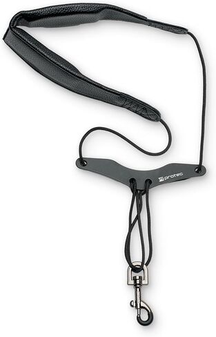 Protec Neck Strap for Saxophone 24" Less Stress Leatherette with Adjustable Comfort Bar and Metal Swivel Snap, Black, Model VC305M in Saudi Arabia