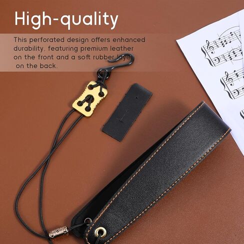 Clarinet Neck Strap, 17.7-22.8 Inch Adjustable Clarinet Accessories Soft Padded Support 30kg Load Capacity Metal Hook for Bb/A Clarinets Durable PU Leather in Saudi Arabia