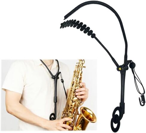 حزام كتف مزدوج من Xaila Saxophone مزود بخطاف دوار 360 درجة وخطاف معدني - حزام رقبة قابل للتعديل لتخفيف الوزن من أجل Alto/Tenor Sax in Kuwait
