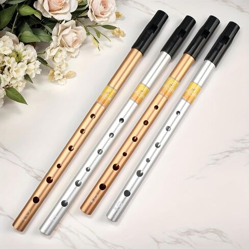 Irish Flute C & D Tuning, Metal Brushed Tube, Suitable for Beginners & Experts, High Pitch Range, Entry Level Flute Set with Accessories, Classic Design, Sturdy Durable Musical Instrument (King-D) in Saudi Arabia