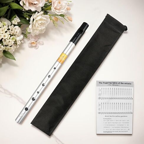 Irish Flute C & D Tuning, Metal Brushed Tube, Suitable for Beginners & Experts, High Pitch Range, Entry Level Flute Set with Accessories, Classic Design, Sturdy Durable Musical Instrument (King-D) in Saudi Arabia