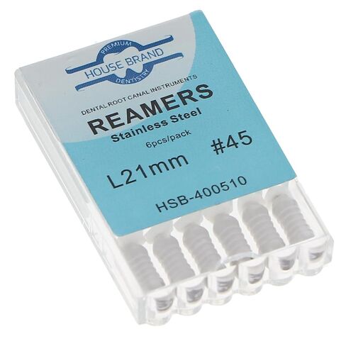 400510 HSB Endodontic Reamers 21mm #45 Stainless Steel 6/Pk in Saudi Arabia
