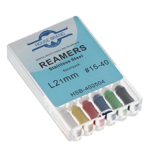 400504 HSB Endodontic Reamers 21mm #15-40 Stainless Steel 6/Pk in Saudi Arabia