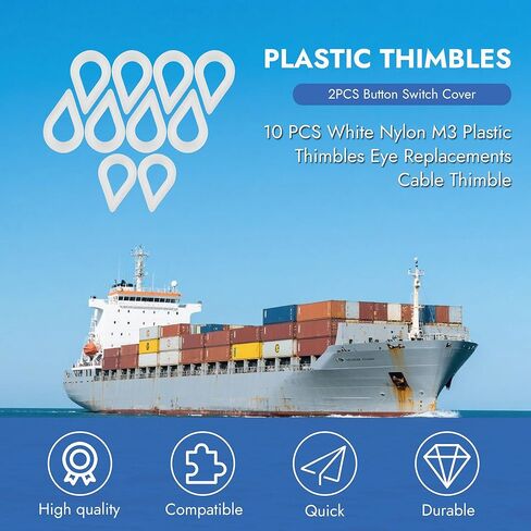 10 قطع من كشتبانات حبل الأسلاك M3، كشتبانات كابل نايلون بلاستيكي لحبل سلكي 10 مم، فتحة تزوير شديدة التحمل للرفع البحري والصناعي وخطوط الملابس الخارجية in Kuwait