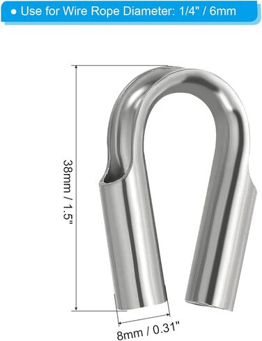 1/4"/ 6mm Wire Rope Tube Thimble, 2 Pack 304 Stainless Steel Rope Thimbles for Towing Rigging, Silver in Saudi Arabia
