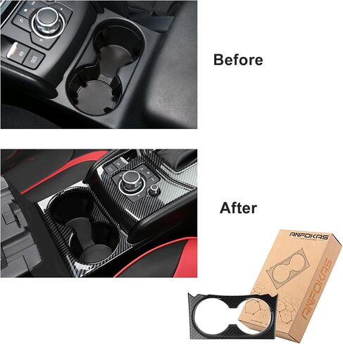 Compatible with Mazda CX-5 2025 2024 2023 2022 2021 2020 2019 2018 2017 Car Center Console Cover Trim Armrest Gear Panel Cup Holder Frame -ABS Carbon Fiber Style in Kuwait
