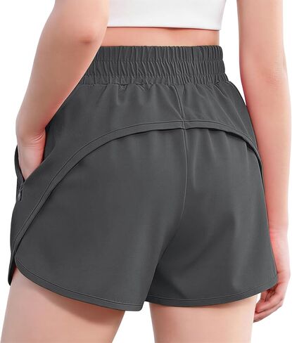 Zaclotre Girls Athletic Shorts with Zipper Pockets 2 in 1 Kid Workout Running Volleyball Soccer Shorts with Liner in Kuwait