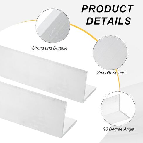 MECCANIXITY Aluminum Angle, 0.59"x0.59"x14" Long 0.08" Wall Thick 6063 Aluminum Bars T5 Temper Mill Stock for Building Construction, Furniture, Shelves, Brackets, DIY, Industrial 1pcs in Saudi Arabia
