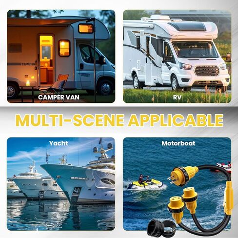 محول طاقة NEMA L5-30P إلى (2) L5-30R 30 أمبير Y، قابس ذكر 30A × (2) وعاء أنثى 30A مع حلقات قفل وياقة، 125 فولت عالي التحمل 10AWG*3 للتخييم بالقوارب البحرية (قائمة ETL) in Kuwait