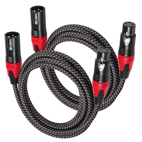 كابلات XLR للميكروفون بطول 25 قدمًا 6 حزم - كابل ميكروفون XLR متوازن ممتاز ومضفر ذو 3 دبابيس ذكر إلى أنثى مزدوج الحماية in Kuwait