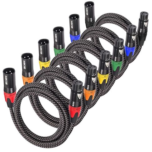 كابلات XLR للميكروفون بطول 25 قدمًا 6 حزم - كابل ميكروفون XLR متوازن ممتاز ومضفر ذو 3 دبابيس ذكر إلى أنثى مزدوج الحماية in Kuwait