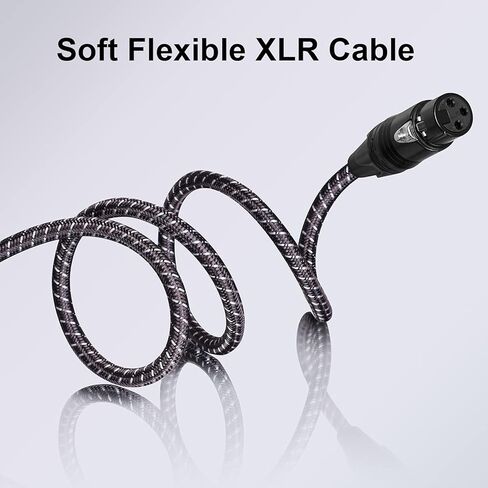 كابلات XLR للميكروفون بطول 25 قدمًا 6 حزم - كابل ميكروفون XLR متوازن ممتاز ومضفر ذو 3 دبابيس ذكر إلى أنثى مزدوج الحماية in Kuwait