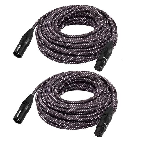كابلات XLR للميكروفون بطول 25 قدمًا 6 حزم - كابل ميكروفون XLR متوازن ممتاز ومضفر ذو 3 دبابيس ذكر إلى أنثى مزدوج الحماية in Kuwait
