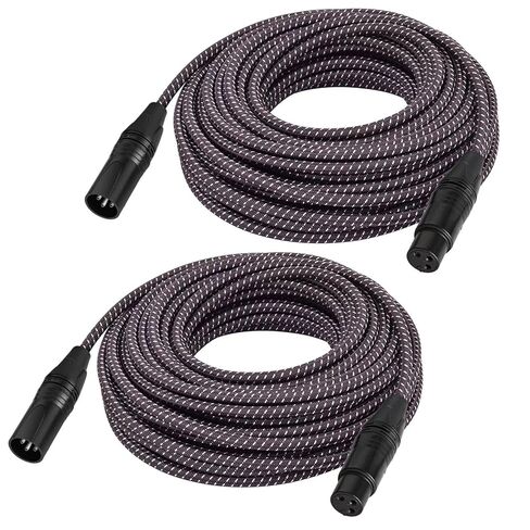 كابلات XLR للميكروفون بطول 25 قدمًا 6 حزم - كابل ميكروفون XLR متوازن ممتاز ومضفر ذو 3 دبابيس ذكر إلى أنثى مزدوج الحماية in Kuwait