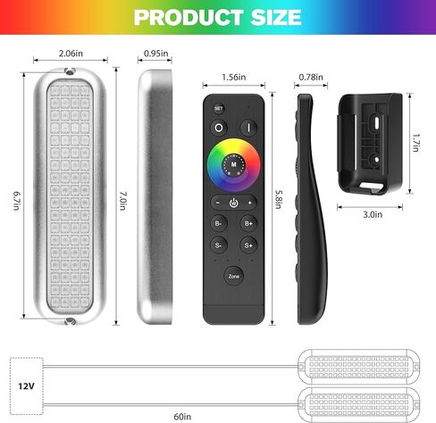 HUSUKU GT3 6000LM Boat Underwater Lights RGB Marine Color Light Kit, 72LED 12V 60W 7" IP68 Waterproof, All-Metal, Wireless Grouping and Control Auto Sync, for Yacht Boat Dock Transom Pontoon Lights in Kuwait