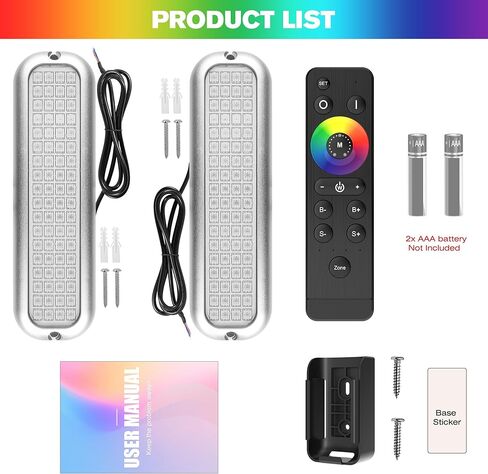 HUSUKU GT3 6000LM Boat Underwater Lights RGB Marine Color Light Kit, 72LED 12V 60W 7" IP68 Waterproof, All-Metal, Wireless Grouping and Control Auto Sync, for Yacht Boat Dock Transom Pontoon Lights in Kuwait