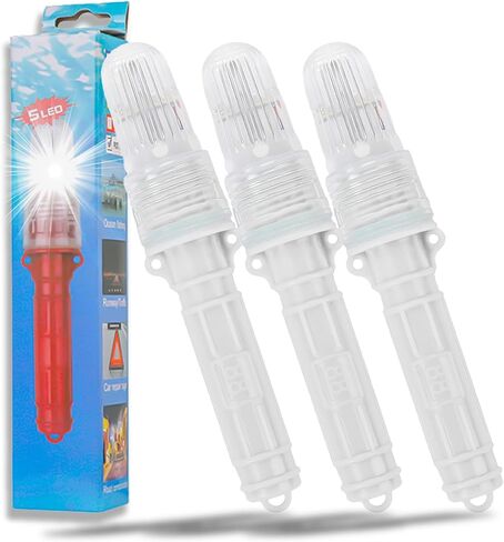 3PCS 7.7×1.5In Boat Flares, Light Sensor Switch Boat Safety Equipment, Continuous Light & Waterproof, Coast Guard Approved Marine, Emergency Signals for Fishing Nets, Buoys, Life Rafts (Red) in Saudi Arabia