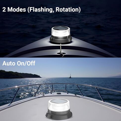 LED Anchor Light for Boat Yacht, Solar Navigation Lamp, Marina Dock Barge Safety Beacon Lights, Strobe Warning Light, Magnetic & Suction Mount, Auto On/Off, for Boats Factory Dock, White in Saudi Arabia
