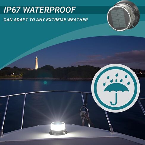 LED Anchor Light for Boat Yacht, Solar Navigation Lamp, Marina Dock Barge Safety Beacon Lights, Strobe Warning Light, Magnetic & Suction Mount, Auto On/Off, for Boats Factory Dock, White in Saudi Arabia