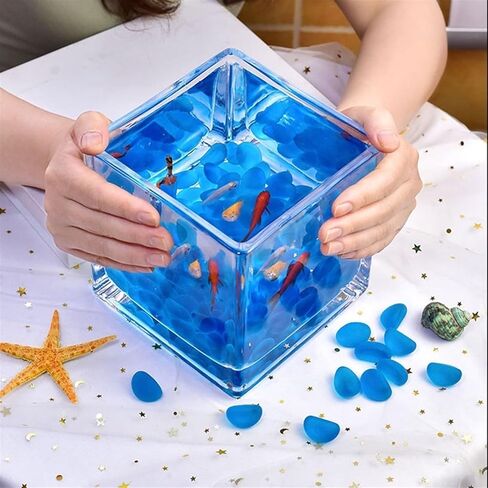 Small Fish Tank Tank for Aquariums Glass Square Fish Tank Thickened Table Top Transparent Fighting Fish Tank Small Ecological Aquarium Tank Ornaments Fish Tank Kit(Small) in Saudi Arabia