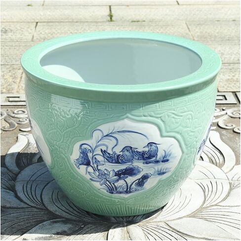 Small Fish Tank Aquarium Fish Tank Ceramic Large Tank Goldfish Tank Feng Shui Lucky Turtle Tank Flower Pot Water Lotus Planting Tree Tank Fish Tank Kit(80cm) in Saudi Arabia