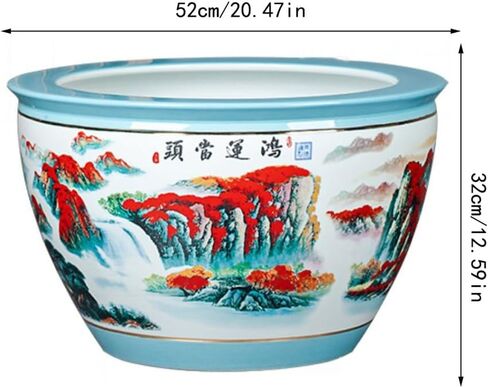 Small Fish Tank Hand-Painted Ceramic Fish Tank Water Tank Balcony Water Lily Lotus Tank Outdoor Garden Plant Ornamental Decoration Fish Tank Kit in Saudi Arabia