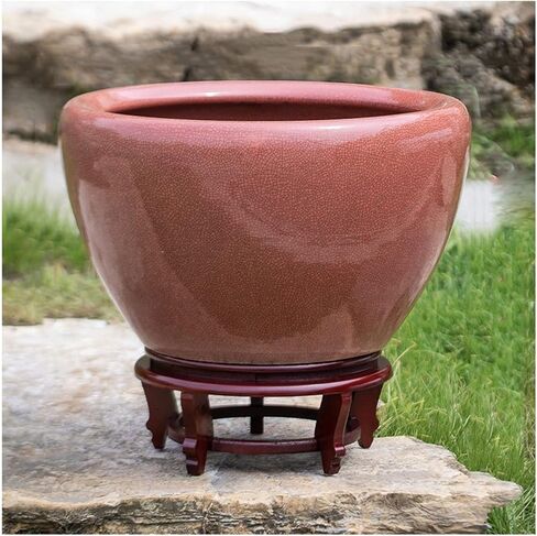 Small Fish Tank Ice Crack Ceramic Goldfish Bowl Fish Culture Tank Turtle Tank Lotus Tank Living Room Large Water Tank Courtyard Aquarium Starter Kits Fish Tank Kit(E,42cm) in Saudi Arabia