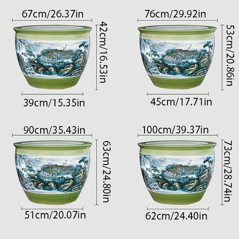 Small Fish Tank Aquarium Fish Tank Ceramic Goldfish Tank Hand-Painted Splendid Mountain River Ornamental Fish Tank Courtyard Large Fish Culture Tank Fish Tank Kit(67CM) in Saudi Arabia