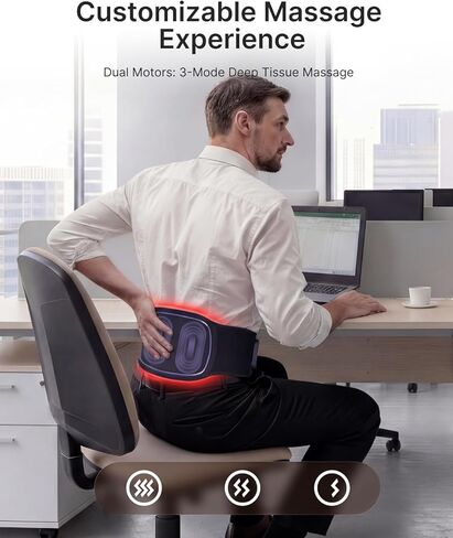 RENPHO Cordless Heating Pad for Back Pain, Red Light Therapy Belt for Low Back, Waist, Shoulder Sweatproof TPU Cover, Vibration, Timer, Adjustable Strap, Mothers Day Birthday Gifts for Women Men Mom in Kuwait