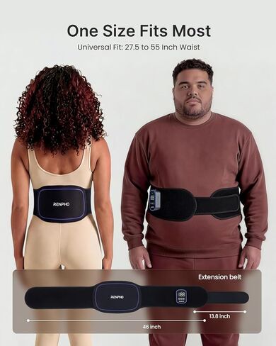 RENPHO Cordless Heating Pad for Back Pain, Red Light Therapy Belt for Low Back, Waist, Shoulder Sweatproof TPU Cover, Vibration, Timer, Adjustable Strap, Mothers Day Birthday Gifts for Women Men Mom in Kuwait