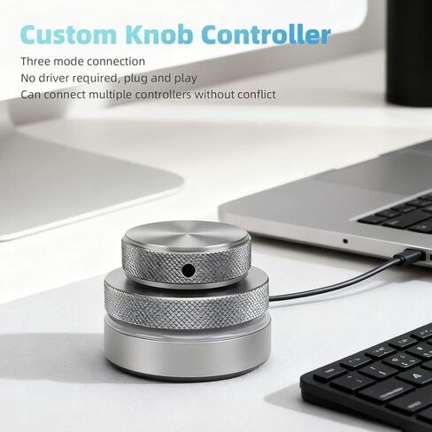 Volume Control Knob, 2.4G Bluetooth USB C Wired Modes, 360 Rotary Knob, One Key Shortcut Functions, Multimedia Controller for Phone PC Tablet in Kuwait