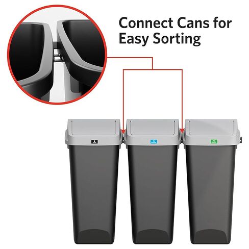 Glad Link & Sort 12 Gallon Waste and Recycling Bin, Linkable Plastic Trash Can with Odor Protection Swing Top and Lift Up Lid, Black in Saudi Arabia