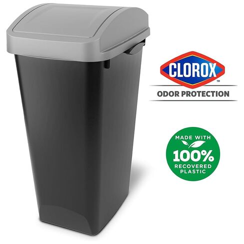 Glad Link & Sort 12 Gallon Waste and Recycling Bin, Linkable Plastic Trash Can with Odor Protection Swing Top and Lift Up Lid, Black in Saudi Arabia