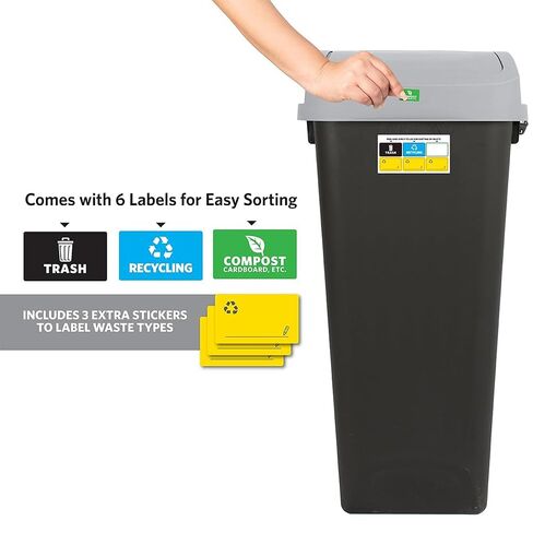 Glad Link & Sort 12 Gallon Waste and Recycling Bin, Linkable Plastic Trash Can with Odor Protection Swing Top and Lift Up Lid, Black in Saudi Arabia
