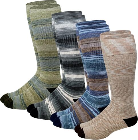 Different Touch Wool Compression Knee High Socks, 4 Pairs, for Hiking Skiing Winter Activities, Outdoor Performance in Saudi Arabia