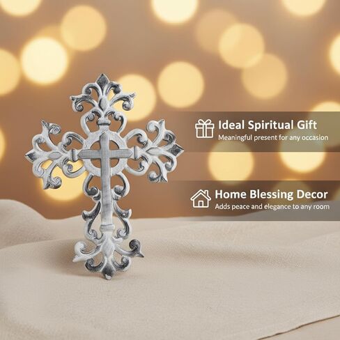 Castleore Easy Wall Hanging Home Decor Religious Christian Crosses for Wall | Best for Home, Office and As Gift | White Antique | Size L 8.8 W 6.8 Inch | in Kuwait