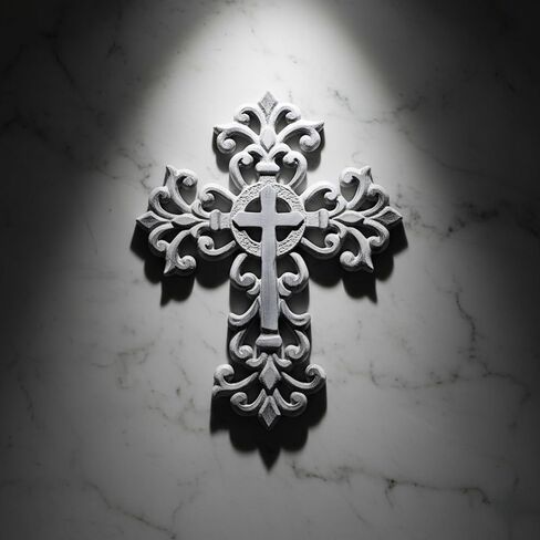 Castleore Easy Wall Hanging Home Decor Religious Christian Crosses for Wall | Best for Home, Office and As Gift | White Antique | Size L 8.8 W 6.8 Inch | in Kuwait