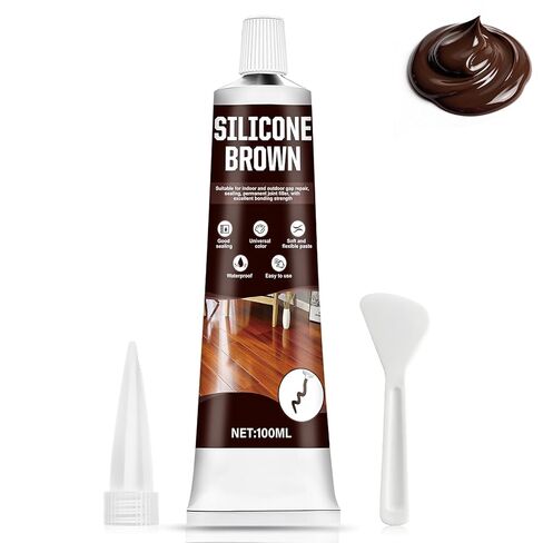 Brown Caulk, Brown Silicone Caulk, Browns Caulking with Nozzle and Scraper Strong Adhesion Flexibility Indoor Waterproof Widely Applicable for Doors Windows Kitchens Bathrooms, 3.33 oz in Kuwait