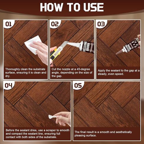 Brown Caulk, Brown Silicone Caulk, Browns Caulking with Nozzle and Scraper Strong Adhesion Flexibility Indoor Waterproof Widely Applicable for Doors Windows Kitchens Bathrooms, 3.33 oz in Kuwait